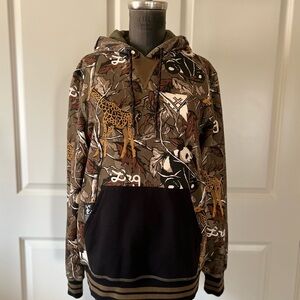 LRG Lifted Research Group Safari Print Pullover Hoodie Kangaroo Pocket Small